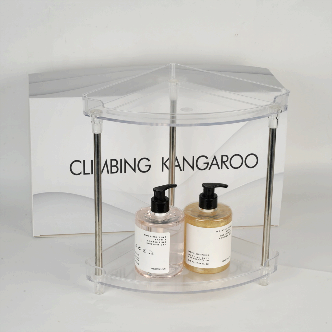 Climbing Kangaroo 2-Tier Acrylic Corner Floor Shelf